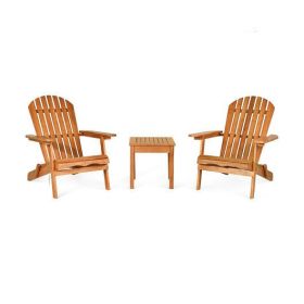 3 Pieces Adirondack Chair Set with Widened Armrest