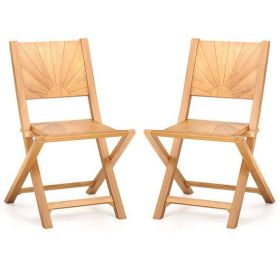 2 Pieces Folding Patio Chairs with Inclined Backrest