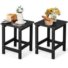 Set of 2 14 Inch Square Weather-Resistant Adirondack Side Table-Black