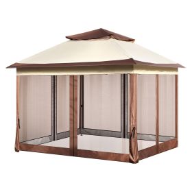 Patio Gazebo, 11 x 11 FT Pop up Gazebo for 8-10 Person, with Mosquito Netting, Metal Frame, and PU Coated 250D Oxford Cloth
