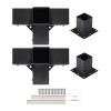 Pergola Bracket Kit 4''x4''(Inner Size 3.6x3.6), 4pcs 4-Way Heavy Duty Corner Bracket Woodworks DIY Post Base Kit