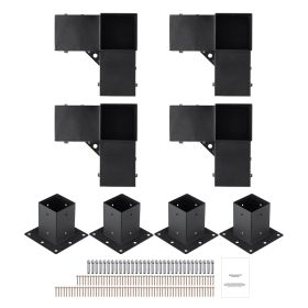 Pergola Bracket Kit 4''x4''(Inner Size 3.6x3.6), 8pcs 3-Way Heavy Duty Corner Bracket Woodworks DIY Post Base Kit