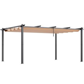 12'x16' Outdoor Retractable Pergola with Canopy, Aluminum Pergola with Retractable Canopy, Modern Pergola with Sun Shade Canopy for Patios, Gardens