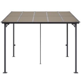 Lean to Gazebo for Patio, 10' x 10' Hard Top Gazebo with Medal Frame, Wall Mounted & Freestanding Pergola, UV Resistant Polycarbonate Roof
