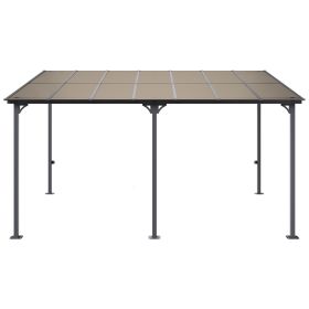 Lean to Gazebo for Patio, 10' x 14' Hard Top Gazebo with Aluminum Frame, Wall Mounted & Freestanding Pergola, UV Resistant Polycarbonate Roof