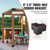 Pergola Bracket Kit 6''x6''(Inner Size 5.6x5.6), 4pcs 3-Way Heavy Duty Corner Bracket Woodworks DIY Post Base Kit