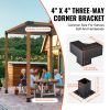 Pergola Bracket Kit 4''x4''(Inner Size 3.6x3.6), 8pcs 3-Way Heavy Duty Corner Bracket Woodworks DIY Post Base Kit