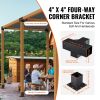 Pergola Bracket Kit 4''x4''(Inner Size 3.6x3.6), 4pcs 4-Way Heavy Duty Corner Bracket Woodworks DIY Post Base Kit