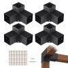 Pergola Bracket Kit 4''x4''(Inner Size 3.6x3.6), 4pcs 3-Way Heavy Duty Corner Bracket Woodworks DIY Post Base Kit