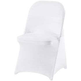 Stretch Spandex Folding Chair Covers, Universal Fitted Chair Cover, Removable Washable Protective Slipcovers, for Wedding, Holiday, Banquet, Party (Color: White, Quantity: 12 pcs)