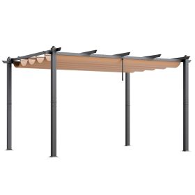 10'x13' Outdoor Retractable Pergola with Canopy, Aluminum Pergola with Retractable Canopy, Modern Pergola with Sun Shade Canopy for Patios, Gardens (Canopy Top Color: Beige Canopy, size: 10 x 13 ft)