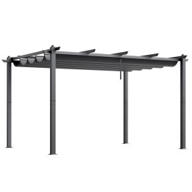 10'x13' Outdoor Retractable Pergola with Canopy, Aluminum Pergola with Retractable Canopy, Modern Pergola with Sun Shade Canopy for Patios, Gardens (Canopy Top Color: Gray Canopy, size: 10 x 13 ft)