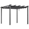 10'x10' Outdoor Retractable Pergola with Canopy, Aluminum Pergola with Retractable Canopy, Modern Pergola with Sun Shade Canopy for Patios, Gardens
