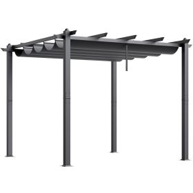 10'x10' Outdoor Retractable Pergola with Canopy, Aluminum Pergola with Retractable Canopy, Modern Pergola with Sun Shade Canopy for Patios, Gardens (Canopy Top Color: Gray Canopy, size: 10 x 10 ft)